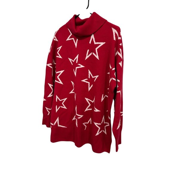 LIVI Brand NWT Star Print Red Turtleneck Sweater Size 14 - Picture 3 of 8
